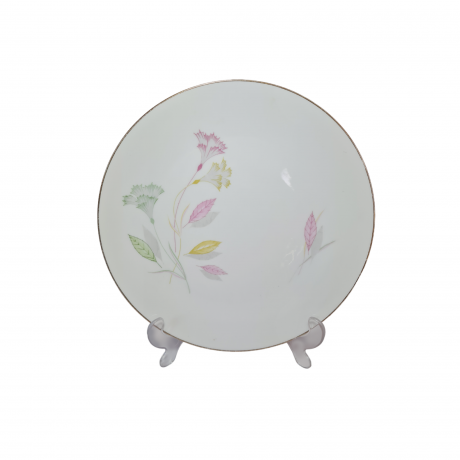 Тарелка винтажная Schonwald, белый фарфор с цветочным декором и позолоченным ободком, 25,5 x 2,5 см, Германия, 1960-70гг.