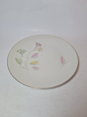 Тарелка винтажная Schonwald, белый фарфор с цветочным декором и позолоченным ободком, 25,5 x 2,5 см, Германия, 1960-70гг.