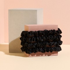 The Hair Edit Black Ruched Ribbon Scrunchies  Черные резинки для волос с рюшами и лентой