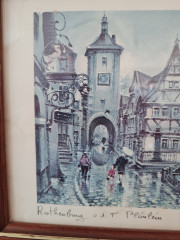 Картина винтажная "Ротенбург-об-дер-Таубер" Plonlein, 25 x 20 см, Германия, 1950-60гг.