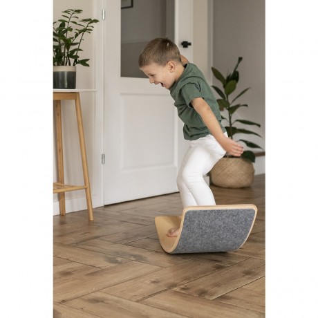 MeowBaby Balance Board fur Kinder 80x30cm aus Holz mit Filz Балансборд детский 80х30см из дерева с войлоком