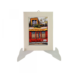 Картина винтажная ZODay "Кафешка", в белой раме, 16,5 x 12,5 см, Германия, 1960-70гг.