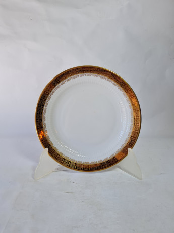 Чайное трио винтажное Kahla GDR с бронзово-золотым узором, фарфор, ГДР, 1960-70гг.