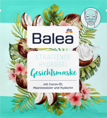Balea Maske Cocos Hydrogel Балеа Маска гидрогелевая c кокосовым маслом, морской водой и гиалуроном для интенсивного увлажнения, 1 шт.