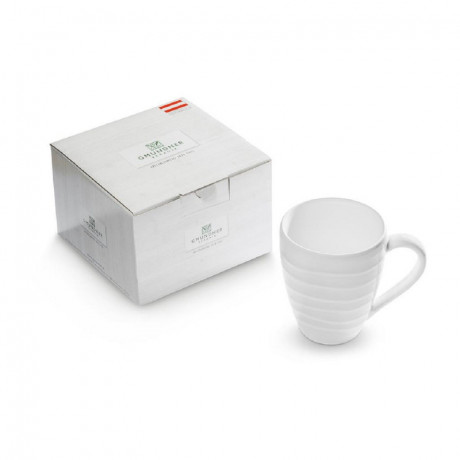 Gmundner Keramik Gmundner Keramik Weissgeflammt Fruhstucksbecher Max im Geschenkkarton 0,3 L / h: 10,5 cm Кружка для завтрака Gmundner Ceramics Weissgeflammt Max в подарочной упаковке 0,3 л / высота: 10,5 см