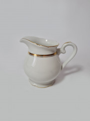 Молочник винтажный фарфоровый PMR Jaeger&amp;Co Bavaria, белый с золотым ободком, 10,5 x 13 см, Германия, 1960-70гг.