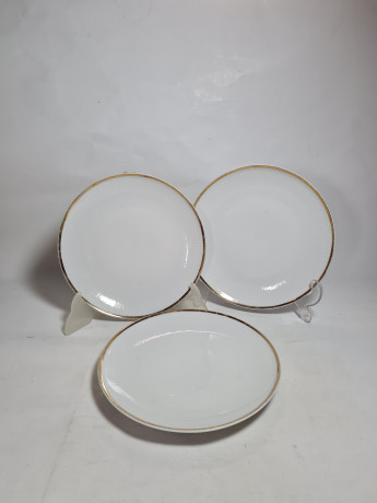 Тарелка винтажная Kahla с золотым ободком, фарфор, 3 шт., 19 см, Германия, 1970-80гг.