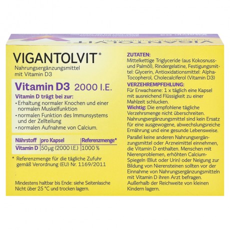 Vigantolvit Вигантолвит Германия Витамин D3 2000 I.E., 60 капсул
