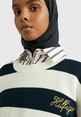 Tommy Hilfiger STRIPE BOXY  Jumper light h stp  desert sky  ecru STRIPE BOX джемперы свет h stp пустыня небо экрю