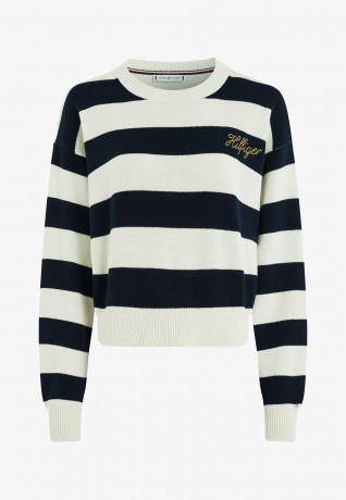 Tommy Hilfiger STRIPE BOXY  Jumper light h stp  desert sky  ecru STRIPE BOX джемперы свет h stp пустыня небо экрю