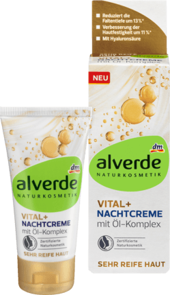 alverde NATURKOSMETIK Nachtcreme Vital+ mit Olkomple Ночной крем для лица с комплексом масел, аргановое, оливковое, миндальное 50 мл