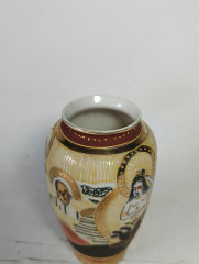 Ваза винтажная Japan Foreign малая в традиционном японском стиле, в оранжево-коричневых тонах, фарфор, 13 см, Япония, 1960-70гг.