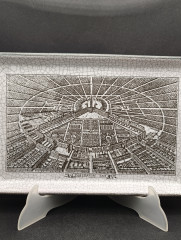 Поднос винтажный Karlsruhe "Карлспуэ в 1715 году", майолика, кракелюр / чб декор, керамика, 30 х 19 см, Германия, 1970-80гг.