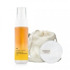 VENICE Vitamin D &amp; Self Tan Booster + Face Pads Set  Витамин D и усилитель автозагара + набор подушечек для лица