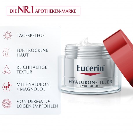 Eucerin Hyaluron-Filler + Volume-Lift Tagespflege fur trockene Haut Дневной уход Hyaluron-Filler + Volume-Lift для сухой кожи
