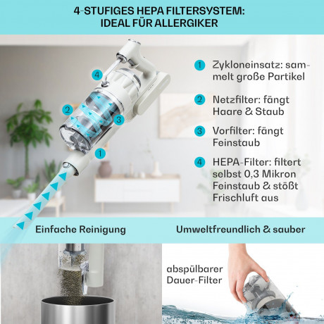 Klarstein Klarstein Akku-Hand-und Stielstaubsauger larma, 300 W, beutellos, Alles beisammen: praktische Wandaufhangung fur Sauger und Zubehor  Беспроводной ручной пылесос Klarstein Larma, 300 Вт, без мешка, все вместе: практичный настенный подвес для пыле