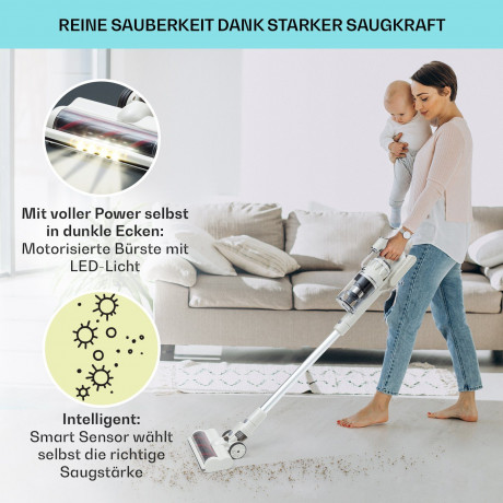 Klarstein Klarstein Akku-Hand-und Stielstaubsauger larma, 300 W, beutellos, Alles beisammen: praktische Wandaufhangung fur Sauger und Zubehor  Беспроводной ручной пылесос Klarstein Larma, 300 Вт, без мешка, все вместе: практичный настенный подвес для пыле