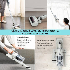 Klarstein Klarstein Akku-Hand-und Stielstaubsauger larma, 300 W, beutellos, Alles beisammen: praktische Wandaufhangung fur Sauger und Zubehor  Беспроводной ручной пылесос Klarstein Larma, 300 Вт, без мешка, все вместе: практичный настенный подвес для пыле