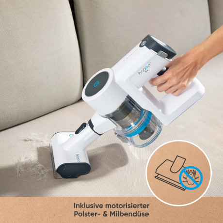 hoogo hoogo Akku-Hand-und Stielstaubsauger S4, 430 W, beutellos, Auch mit Beutel verwendbar. Ideal fur Allergiker  Беспроводной ручной пылесос Hoogo S4, 430 Вт, без мешка, можно использовать и с мешком. Идеально подходит для аллергиков