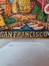Резная разноцветная картина из дерева винтажная "Сан-Франциско" SNCO, 15,5 x 15,5 x 1,5 см, США, 1960-70гг.