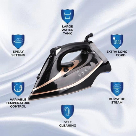 Mutoy Mutoy Dampfbugeleisen Bugeleisen,Dampfbugeleisen 70 g/min Dampf, 120g Extra-Dampfstoss, 2600,00 W, 300ml Wassertank,Keramik-Bugelsohle, Selbstreinigungs, Antikalk Schwarz-Gold Паровой утюг Mutoy, паровой утюг, пар 70 г/мин, дополнительный паровой уд