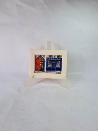 Картина винтажная ZODay "Бистро при отеле", в белой раме, 16,5 x 12,5 см, Германия, 1960-70гг.