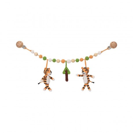 SindiBaba® Kinderwagenkette Tiger TONI gehakelt mit Rasseln Цепочка для коляски Tiger TONI связана крючком с погремушками