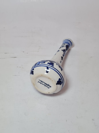 Ваза винтажная Delft Blue, синий цветочный декор, фарфор, 15.5 см, Нидерланды, 1960-70гг.