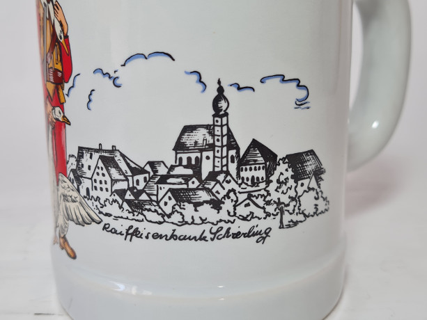 Кружка пивная винтажная Schierling "Охотник с добычей", керамика, 13 см, Германия, 1960-70гг.