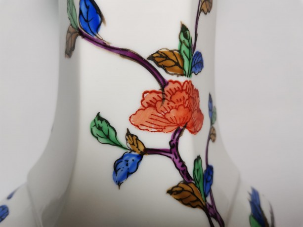 Ваза винтажная Japan Porcelain "Цветы и птицы", фарфор, 36 х 45 см, Япония, 1970-80гг.