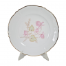Блюдо винтажное Bavaria "Розовые цветы" с золотой каймой, фарфор, 31.5 см, Германия, 1960-70гг.