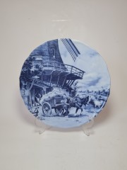 Scherzer Декоративная тарелка с подвесом "Повозка у мельницы" Дельфтский фарфор, Голландия/Германия, 24 см, 1984г