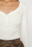 Tommy Hilfiger SLIM HENLEY  Long sleeved top ecru SLIM HENLEY Топ с длинными рукавами экрю