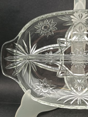Блюдо винтажное Anchor Hocking "Звезда Давида", с ручками, ручная огранка, хрустальное стекло, 25 х 15 см, США, 1960-70гг.