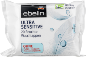ebelin Feuchte Waschlappen Ultra Sensitive, 20 St Влажные мочалки сверхчувствительный, 20 шт