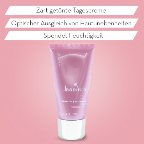 JEAN D'ARCEL creme de jour teintee no. 2 medium CAVIAR getonte Tagescreme lasst die Haut naturlich und frisch erstrahlen  creme de jour teintee № 2 средний CAVIAR тональный дневной крем придает коже естественное и свежее сияние