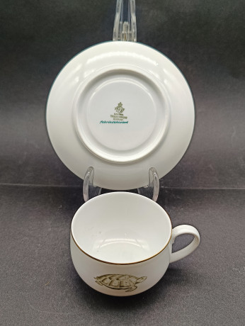 Набор для чая, чайные пары винтажные, P.T. / Tirschenreuth Bavaria "Черепашка", фарфор, чашка - 12 шт., блюдце - 9 шт., Германия, 1970-80гг.