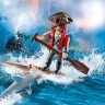 PLAYMOBIL PLAYMOBIL 70598 Pirat mit Floss und Hammerhai PLAYMOBIL 70598 пират с плотом и акула-молот