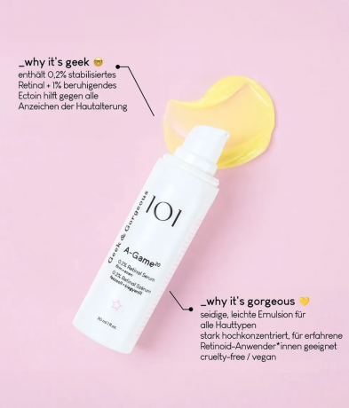 Geek & Gorgeous A-Game 0.2% serum 30ml, Сыворотка для лица с ретинолом, обновление и выравнивание кожи, против первых возрастных изменений, 30 мл