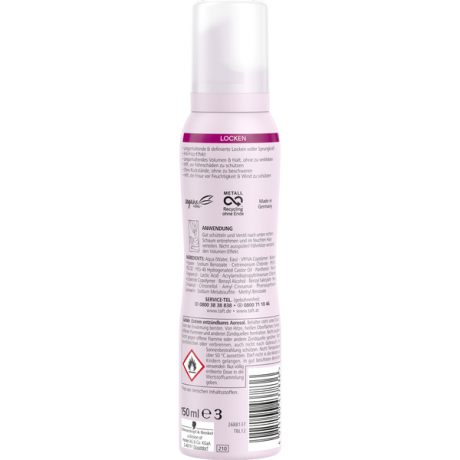 Schwarzkopf Taft Schaumfestiger Locken Haltegrad 3, Тафт Мусс для укладки локонов средней фиксации 3, 150 мл