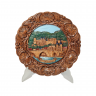 Резная разноцветная тарелка из дерева винтажная "г. Гейдельберг " Geschnitztes Holzwandteller, 24 x 3 см, Германия, 1960-70гг.