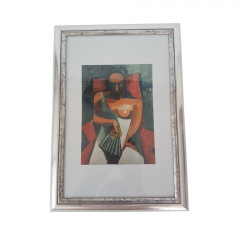 Картина винтажная "Женщина с веером " Пабло Пикассо, деревянная рама, 24 x 34 см, Германия, 1960-70гг.