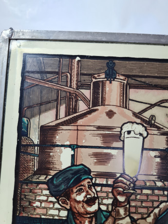 Панно винтажное Im Stil Polyclar на цепочке "Пивовар с бокалом", оловянная рамка, 25,5 х 20 см, Германия, 1960-70гг.