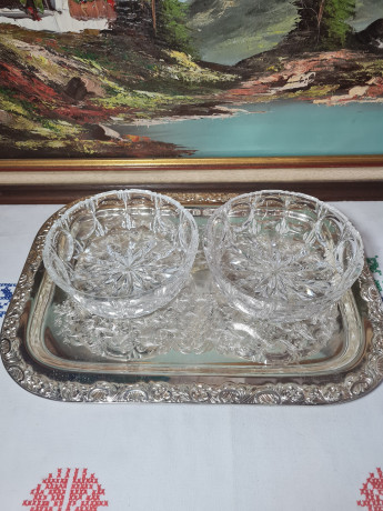 Набор вазочек винтажных Walther Glas, хрусталь, 2 шт., 17 см, Германия, 1970-80гг.