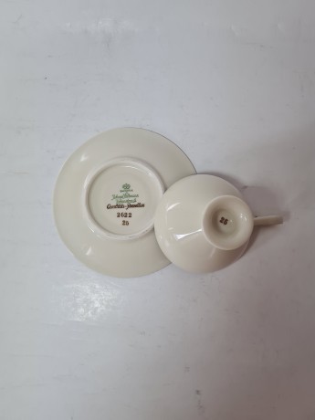 Johann Seltmann Vohenstraub Bavaria Винтажная чайная пара в зеленых тонах с позолотой, Германия, 1960-70гг.