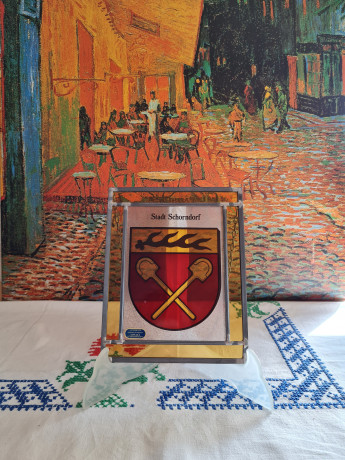 Applika Glasmanufaktur / Gutezeichen Витражная картина на цепочке, 18,5см x 15см, Германия, 1960-70гг.