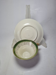 RWG Kaufring Bavaria Чайная пара белый фарфор с зеленым декором и позолоченным узором, Германия, 1960-70гг.