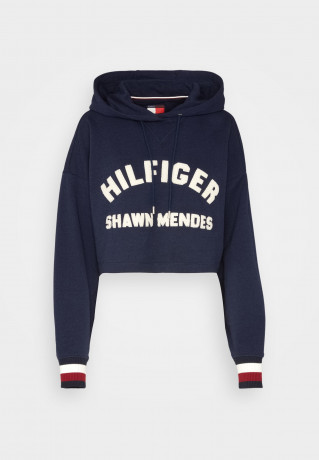 Tommy Hilfiger THxSM CROP GRAPHIC HOODIE Sweatshirt carbon navy THxSM CROP GRAPHIC HOODIE Толстовка углеродный флот