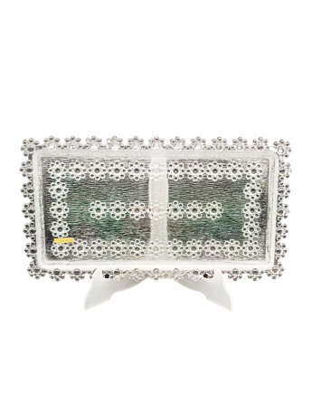 Поднос винтажный Beyer, с цветочным точечным декором, хрусталь, 33 х 18 см, Германия, 1970-80гг.