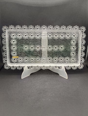 Поднос винтажный Beyer, с цветочным точечным декором, хрусталь, 33 х 18 см, Германия, 1970-80гг.